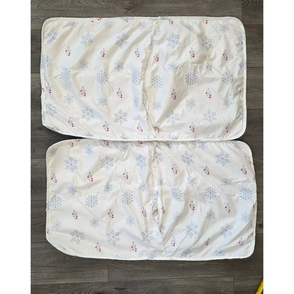 Home Fashions King Set of 2 Quilted Pillow Shams White Reindeer Christmas Tree